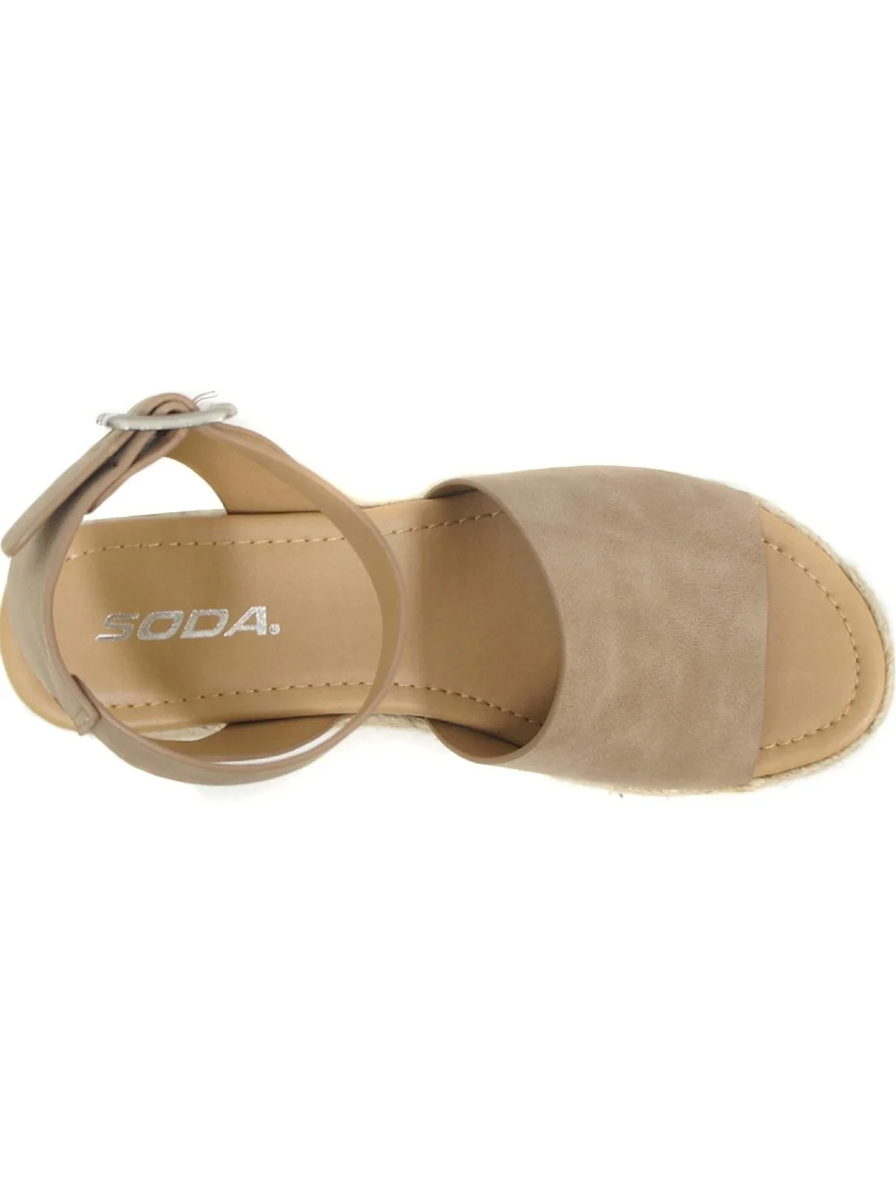 Women's Beige Espadrille Platform Sandal with Ankle Strap